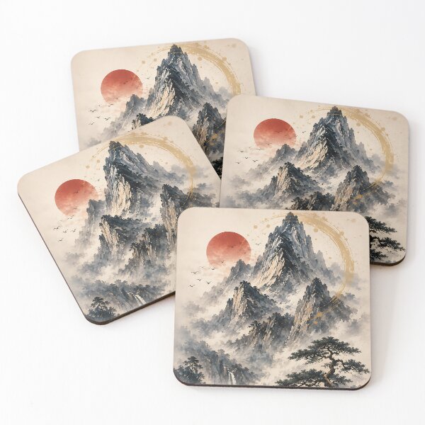 Item preview, Mountain of Silence Serene Ink Wash Landscape Japanese Nature designed and sold by dytf79.
