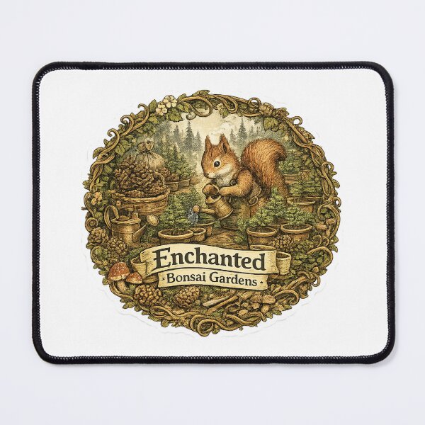 Item preview, Enchanted Bonsai Gardens Sticker | Cute Squirrel Bonsai Gardener | Cottagecore Woodland Art | Miniature Tree Lover designed and sold by MrDev.