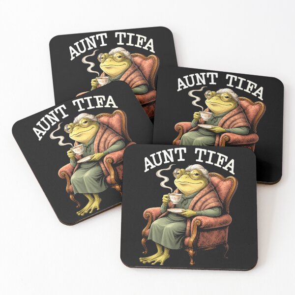 Item preview, Aunt Tifa Funny Frog Grandma Style Tea Time Cartoon Design designed and sold by MiALopezArt.