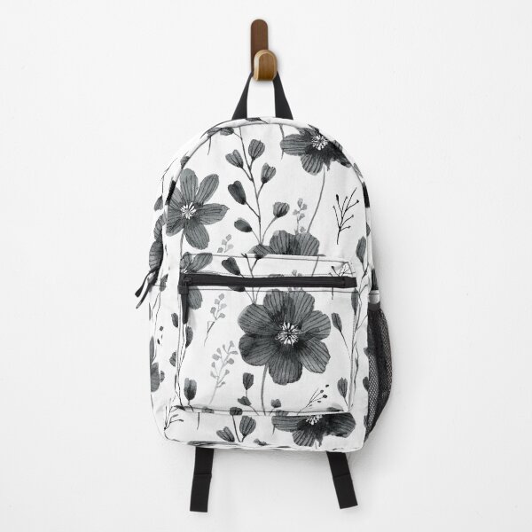 Item preview, Minimalist black and white floral watercolor spring garden painting, botanicals leaves and flower buds, floral pattern designed and sold by navitalidesign.