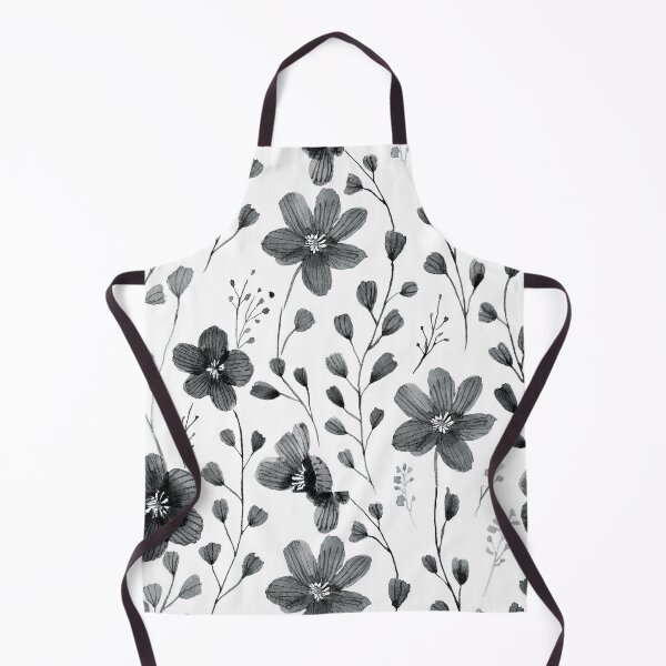Item preview, Minimalist black and white floral watercolor spring garden painting, botanicals leaves and flower buds, floral pattern designed and sold by navitalidesign.