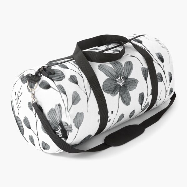 Item preview, Minimalist black and white floral watercolor spring garden painting, botanicals leaves and flower buds, floral pattern designed and sold by navitalidesign.