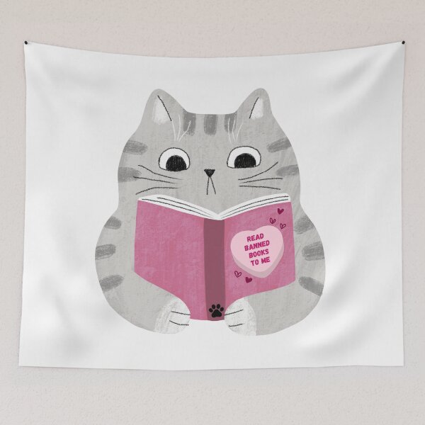 Item preview, Cat Reading - Read Banned Books to Me designed and sold by AmyAndCasey.