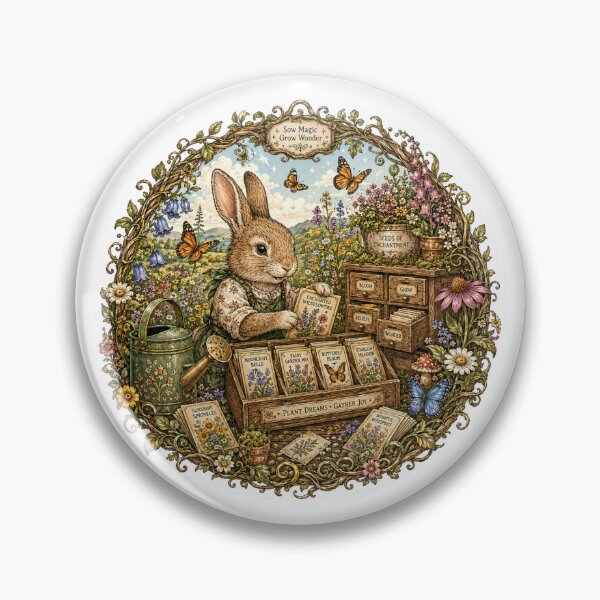 Item preview, Enchanted Wildflower Seed Shop Sticker | Cute Bunny Gardener | Cottagecore Garden Art | Botanical Wildflowers | Spring Flowers designed and sold by MrDev.