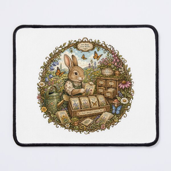 Item preview, Enchanted Wildflower Seed Shop Sticker | Cute Bunny Gardener | Cottagecore Garden Art | Botanical Wildflowers | Spring Flowers designed and sold by MrDev.