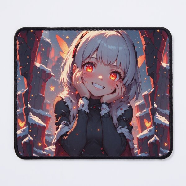 Item preview, Anime girl smiling and orange butterflies designed and sold by ArtsJulian.