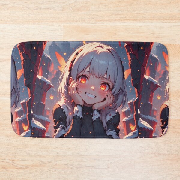 Item preview, Anime girl smiling and orange butterflies designed and sold by ArtsJulian.