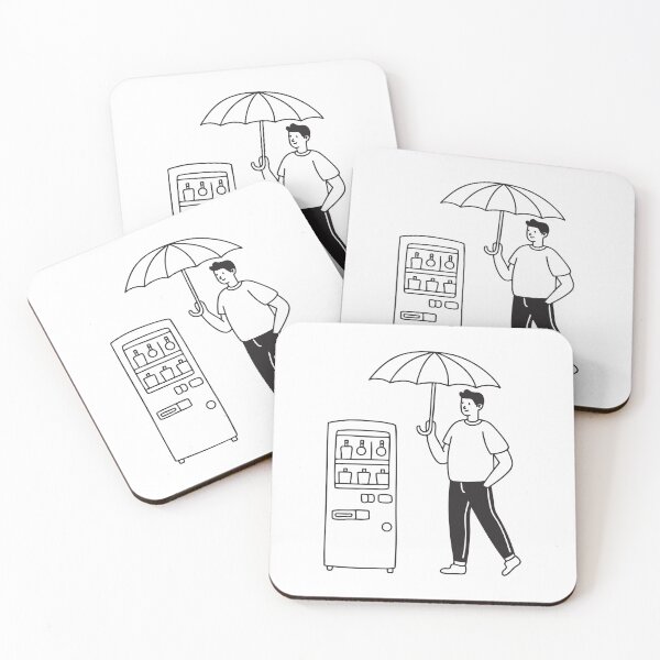 Item preview, Person with Umbrella Near Vending Machine designed and sold by rasagamastore.