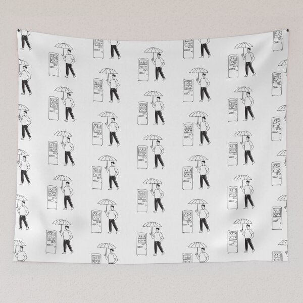 Item preview, Person with Umbrella Near Vending Machine designed and sold by rasagamastore.