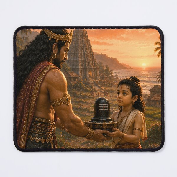 Item preview, Lord Ganesha and Ravana – The Sacred Atma Linga Series. The Moment of Decision – Ravana Entrusts the Sacred Atma Linga to Lord Ganesha designed and sold by Homyar.
