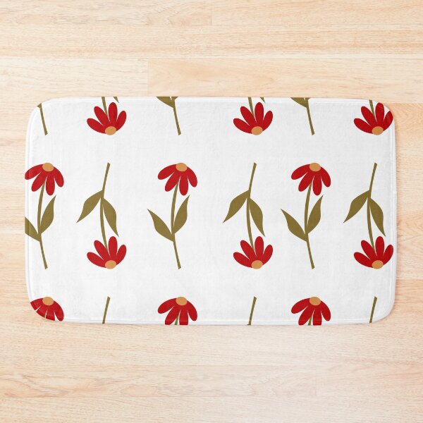 Item preview, Red Abstract Flower with Leaves Seamless Pattern designed and sold by shazdesign24.