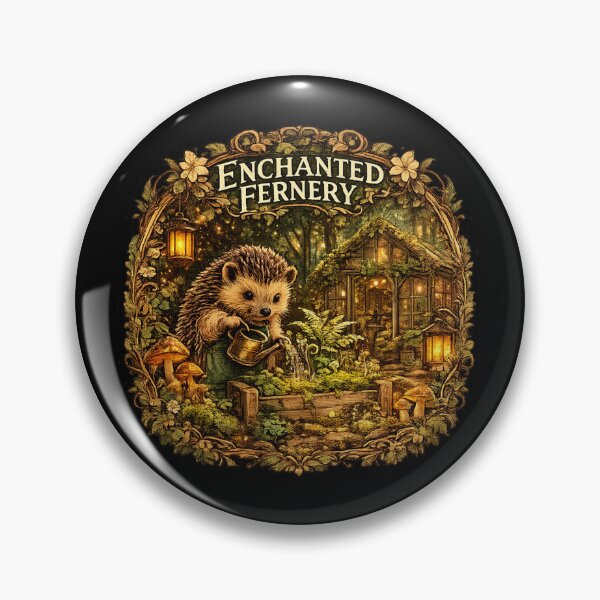 Item preview, Enchanted Fernery Sticker | Cute Hedgehog Gardener | Cottagecore Forest Garden | Woodland Greenhouse | Botanical Nature Art designed and sold by MrDev.