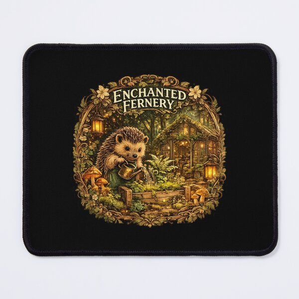 Item preview, Enchanted Fernery Sticker | Cute Hedgehog Gardener | Cottagecore Forest Garden | Woodland Greenhouse | Botanical Nature Art designed and sold by MrDev.