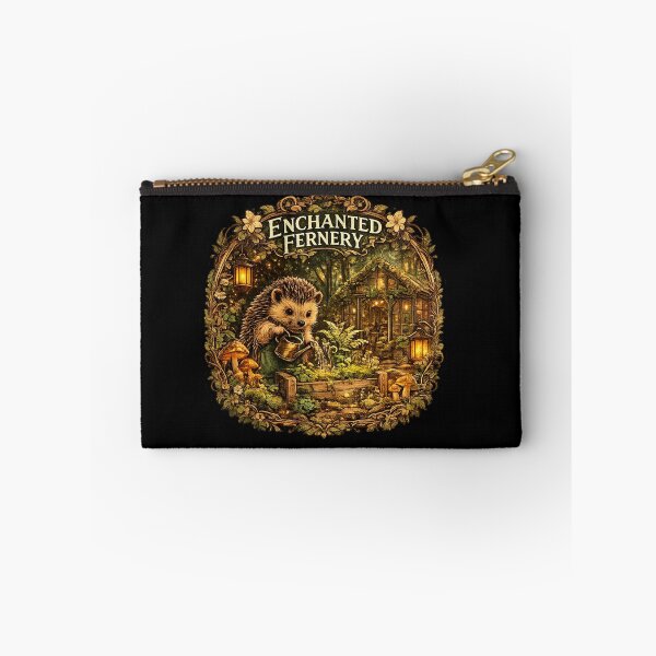 Item preview, Enchanted Fernery Sticker | Cute Hedgehog Gardener | Cottagecore Forest Garden | Woodland Greenhouse | Botanical Nature Art designed and sold by MrDev.