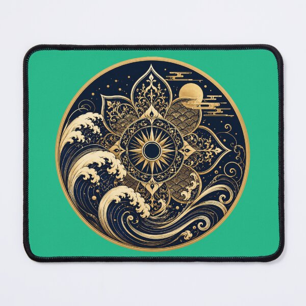 Item preview, Golden Tide Crest – Japanese Wave Sun Emblem designed and sold by sunbowjp stadio.