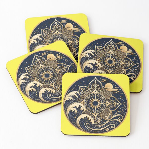 Item preview, Golden Tide Crest – Japanese Wave Sun Emblem designed and sold by sunbowjp stadio.
