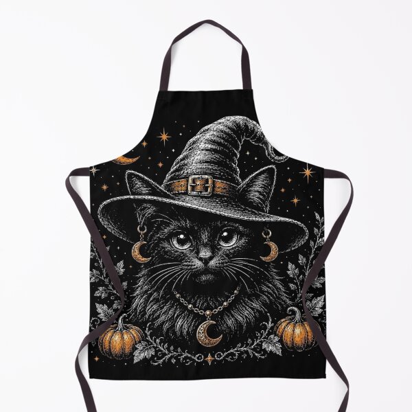 Item preview, Retro Vintage Halloween Witch Black Cat designed and sold by OMITTEROMINOUS.