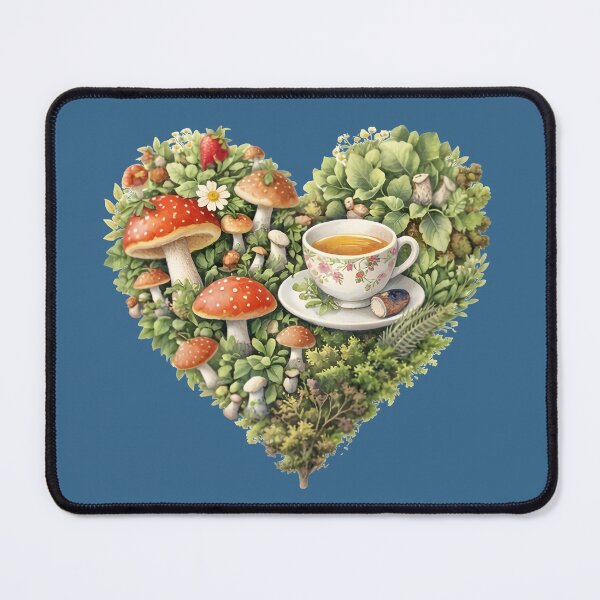 Item preview, Cottagecore Mushroom Forest and Herbal Tea Cup Heart Illustration⁠ designed and sold by Teenidesign .
