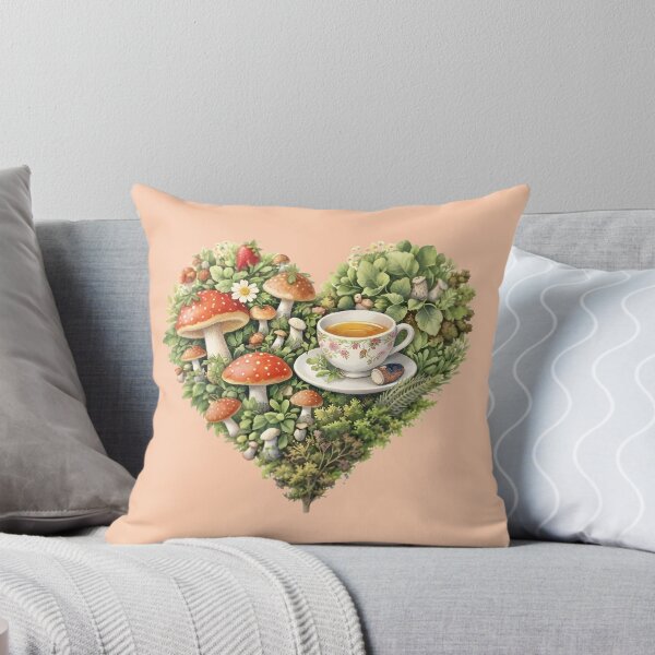 Item preview, Cottagecore Mushroom Forest and Herbal Tea Cup Heart Illustration⁠ designed and sold by Teenidesign .