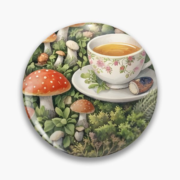 Item preview, Cottagecore Mushroom Forest and Herbal Tea Cup Heart Illustration⁠ designed and sold by Teenidesign .