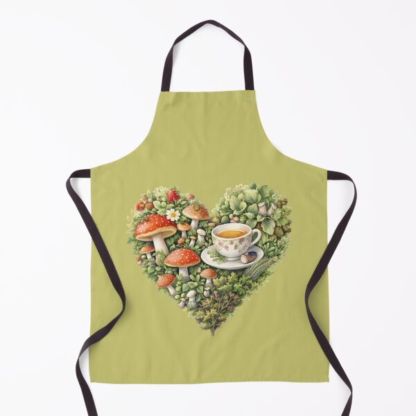 Item preview, Cottagecore Mushroom Forest and Herbal Tea Cup Heart Illustration designed and sold by Teenidesign .