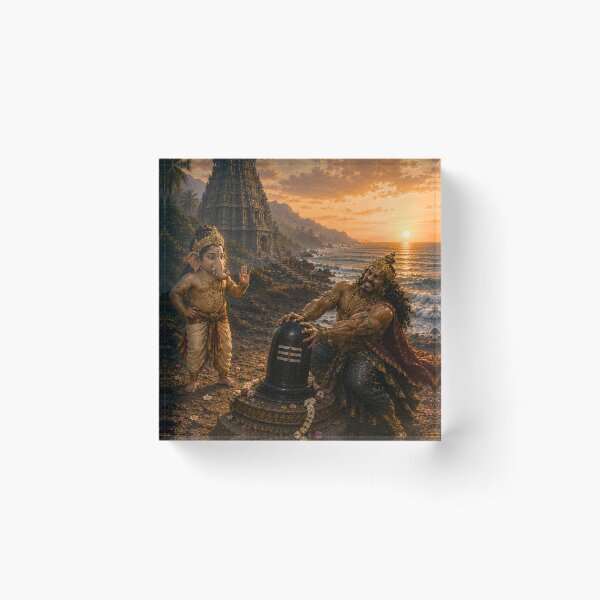 Item preview, Lord Ganesha and Ravana – The Sacred Atma Linga Series. Strength Cannot Move the Divine – Ravana's Futile Effort to Lift the Atma Linga designed and sold by Homyar.