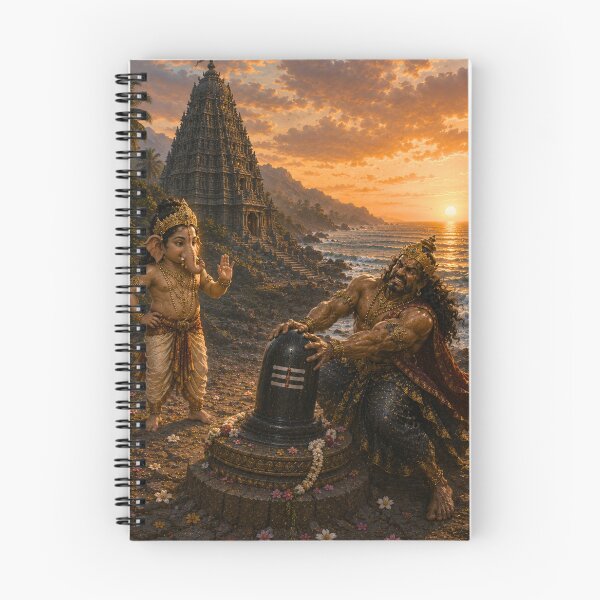 Item preview, Lord Ganesha and Ravana – The Sacred Atma Linga Series. Strength Cannot Move the Divine – Ravana's Futile Effort to Lift the Atma Linga designed and sold by Homyar.