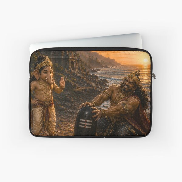 Item preview, Lord Ganesha and Ravana – The Sacred Atma Linga Series. Strength Cannot Move the Divine – Ravana's Futile Effort to Lift the Atma Linga designed and sold by Homyar.