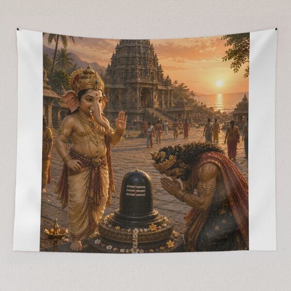 Item preview, Lord Ganesha and Ravana – The Sacred Atma Linga Series. The Birth of Gokarna Mahabaleshwar – Lord Ganesha's Divine Victory designed and sold by Homyar.