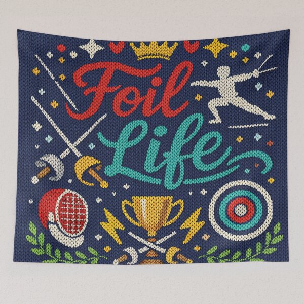 Item preview, Foil Life fencing saying in a knitted look designed and sold by Mauswohn.