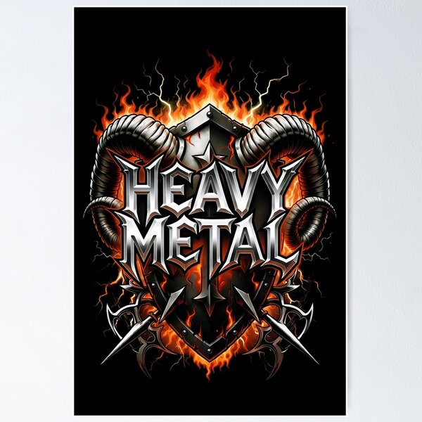 Item preview, Heavy Metal Shield Horns Crest Artwork designed and sold by DeimosArtIntl.