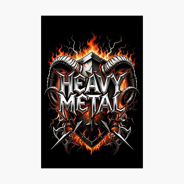 Item preview, Heavy Metal Shield Horns Crest Artwork designed and sold by DeimosArtIntl.