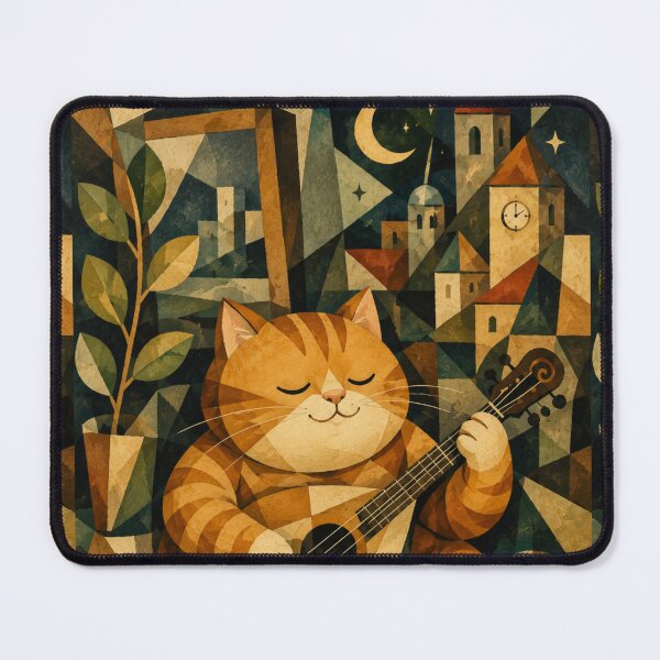 Item preview, Cute Chonky Orange Tabby Cat Playing Mandolin Gingerboi Art Dreamscape designed and sold by Mindworx21.