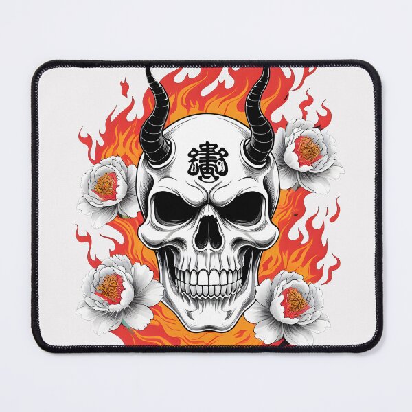 Item preview, Japanese Oni Skull Mask | Traditional Demon Tattoo Line Art designed and sold by ArtnarongDesign.