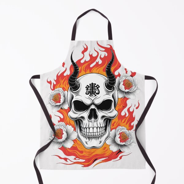 Item preview, Japanese Oni Skull Mask | Traditional Demon Tattoo Line Art designed and sold by ArtnarongDesign.