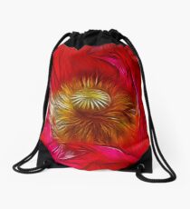 Red Poppy Heart Drawstring Bag