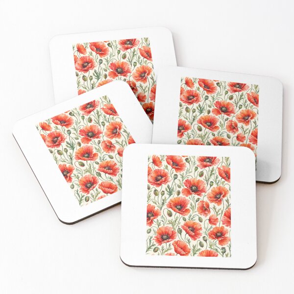 Item preview, Watercolor Poppy Pattern designed and sold by ZippyVibes81.