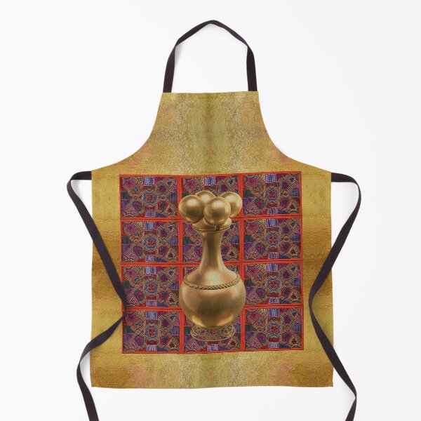 Item preview, Digital Rendering of a  Pre-Columbian Quimbaya Poporo in Gold Leaf on a Mola Inspired Pattern designed and sold by Diego-t.