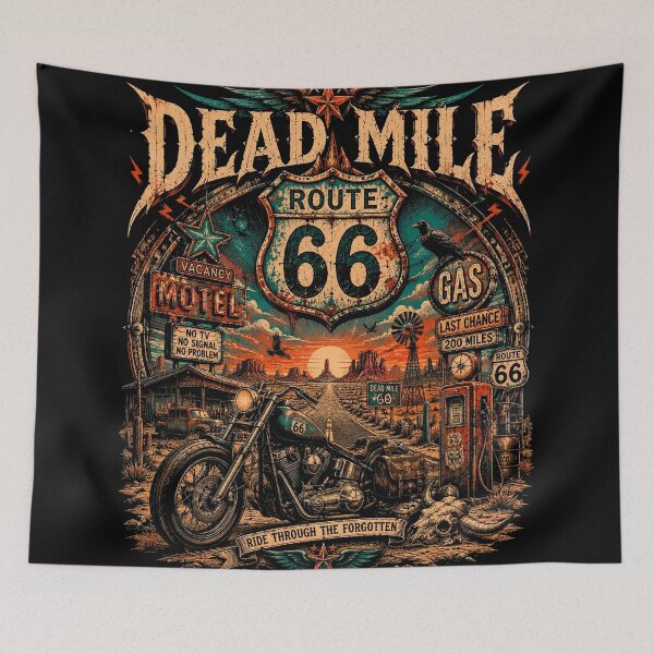 Item preview, DEAD MILE 66 | Vintage Biker T-Shirt | Highway Of The Lost | RetroCrypt Studio designed and sold by RetroCrypt Studio.