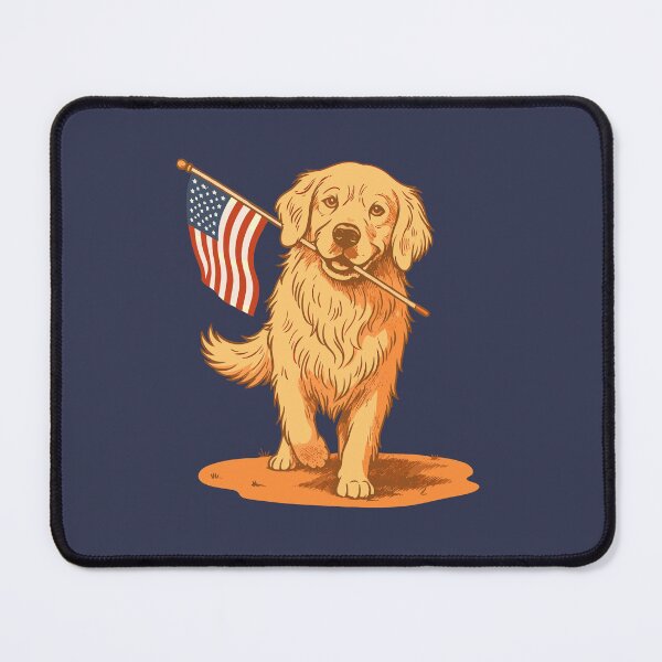 Item preview, Golden Retriever with American Flag | Patriotic Dog | Vintage USA designed and sold by donwillisjrart.