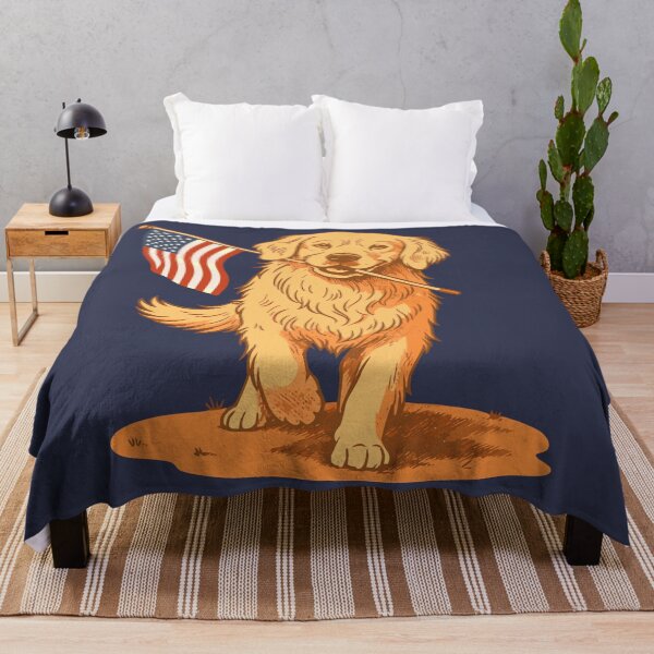 Item preview, Golden Retriever with American Flag | Patriotic Dog | Vintage USA designed and sold by donwillisjrart.