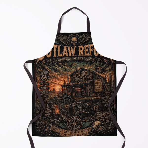 Item preview, OUTLAW REFUGE | Vintage Western Biker T-Shirt | Highway Of The Lost | RetroCrypt Studio designed and sold by RetroCrypt Studio.
