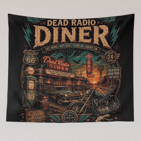 Item preview, DEAD RADIO DINER | Vintage Americana T-Shirt | Highway Of The Lost | RetroCrypt Studio designed and sold by RetroCrypt Studio.