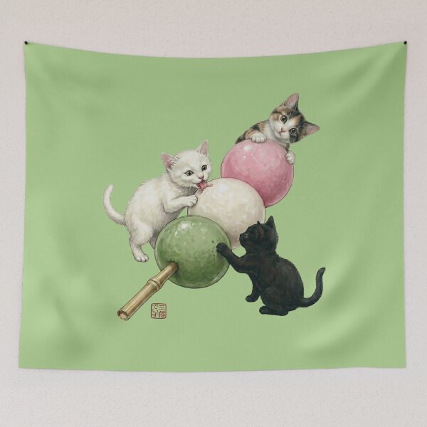 Item preview, Three Cute Kittens and Giant Hanami Dango designed and sold by JapanekoGallery.
