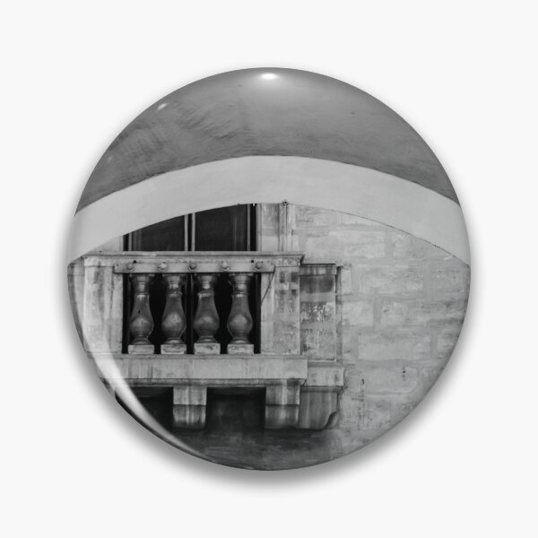 Item preview, Historic Stone Arch And Balustrade Balcony Framed By Architectural Passageway In Black And White designed and sold by Nmallia.