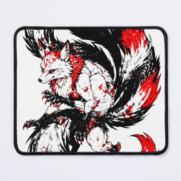 Item preview, Bloodstained Nine Tailed Fox – Cursed Japanese Demon Ink Art designed and sold by Tsuiho_art.