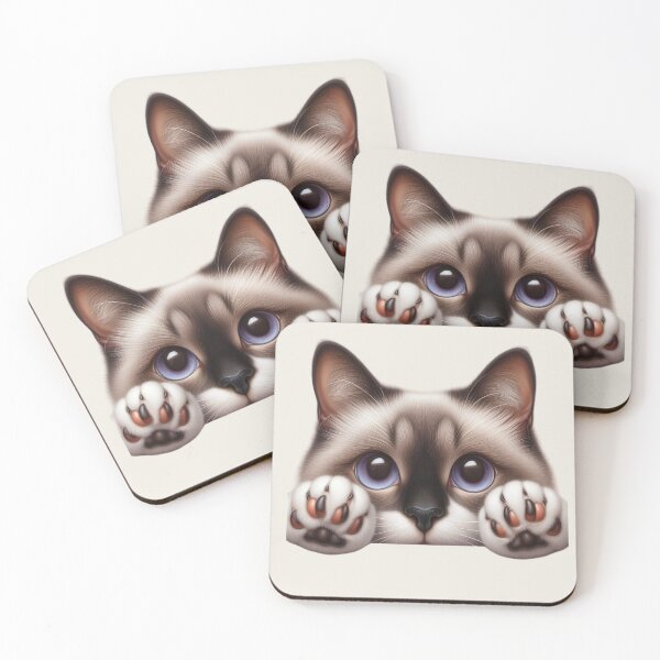 Item preview, Aesthetic Peekaboo Siamese Cat Art Sticker designed and sold by CatandTea.