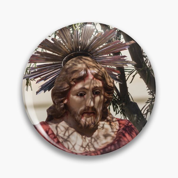 Item preview, Outdoor Religious Statue of Jesus in Red Robe With Halo and Tree Shadows designed and sold by Nmallia.