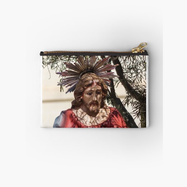 Item preview, Outdoor Religious Statue of Jesus in Red Robe With Halo and Tree Shadows designed and sold by Nmallia.
