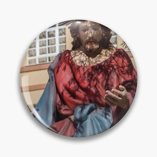Item preview, Outdoor Religious Statue of Jesus in Red Robe With Halo and Tree Shadows designed and sold by Nmallia.